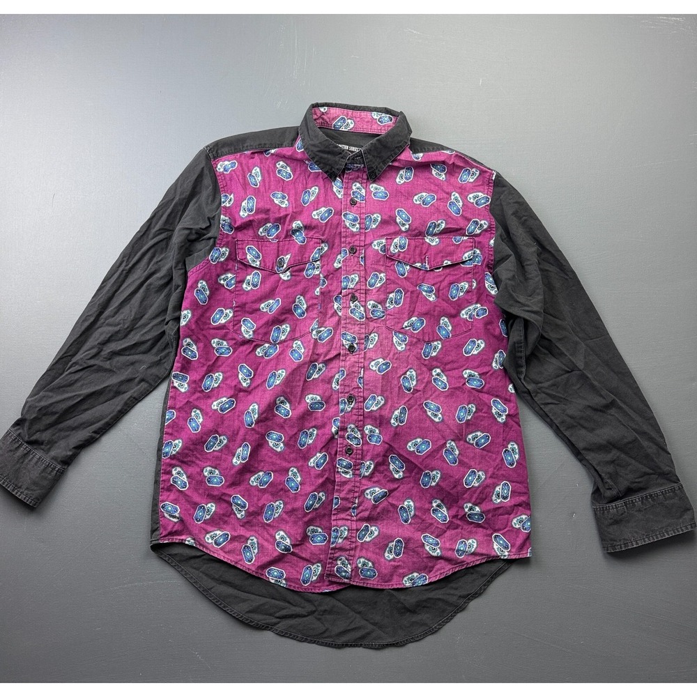 Frontier Series Western Shirt Men's Large Button Up Purple Long Sleeve Rodeo